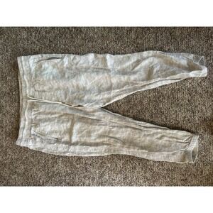 Athleta Cabo Tide Linen‎ Jogger Womens 20 Neutral Camo Drawstring Zip Pockets